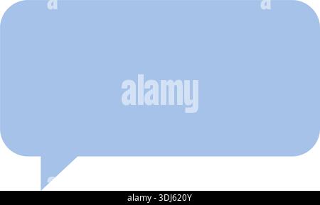 Blue speech bubble on white background, flat minimalist design featuring soft rounded rectangle with tail Stock Vector