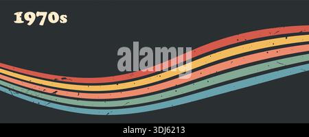 Stripe rainbow groovy. Colorful hippie inspired wallpaper with curved patterns. Flowing wavy lines for artistic interiors. Simple vector illustration Stock Vector