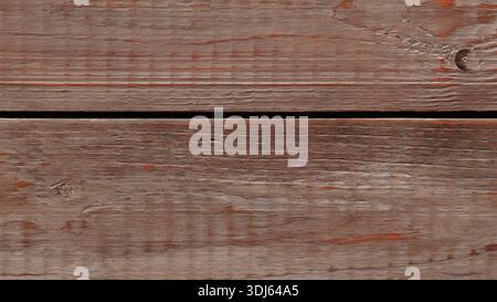 Weathered Brown Wooden Planks with Orange Red Paint Traces Rustic Background Texture Stock Photo