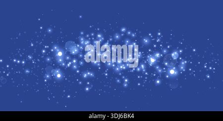 Blue glittering dots, particles, stars magic sparks. Glow flare light effect. Blue luminous points. Vector particles. Stock Vector
