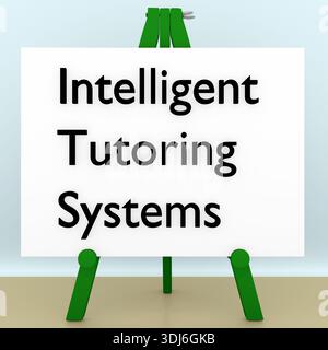 3D illustration of a tripod, displaying the script Intelligent Tutoring Systems. Stock Photo