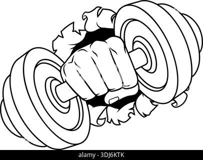 Weight Lifting Gym Dumbbell Weights Fist Hand Stock Vector