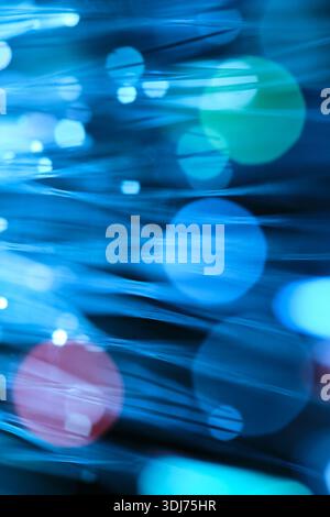 Abstract bokeh with colorful glowing spheres and lines of movement Stock Photo