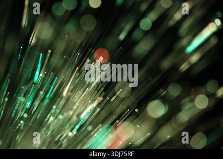 Fiber optical network cable close up with bokeh background Stock Photo