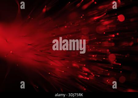 Abstract red background with bokeh defocused lights and stars Stock Photo