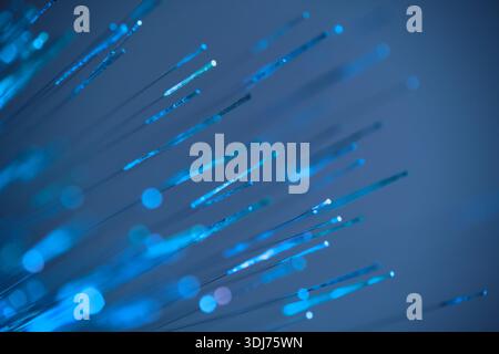 Fiber optical network cable close up. Internet technology concept background Stock Photo