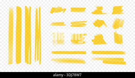 Yellow underlines and marks. Stock Vector