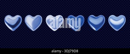3D hologram metal hearts. Stock Vector