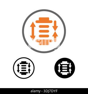 Vector illustration of a pipe compensator expansion joint icon. Symbol for industrial piping systems, plumbing, thermal expansion, vibration, and pres Stock Vector