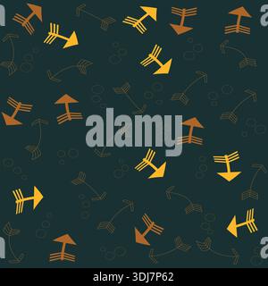Seamless Abstract Arrow Pattern on Dark Green Background Stock Vector