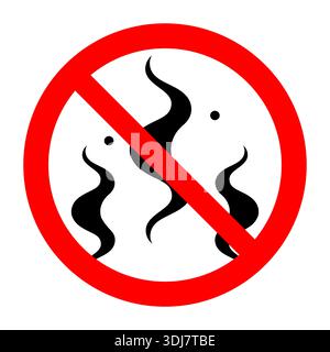 No smell sign, stop odor icon. Bad smells are prohibited. Flat vector illustration isolated on white background. Stock Vector