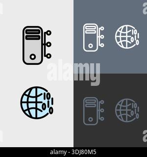 Artificial intelligence symbol or clipart set - filled and outlined symbols. Stock Vector