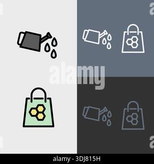 Organic Farming symbol or clipart set - filled and outlined symbols. Stock Vector