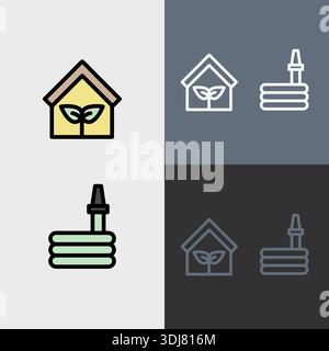 Organic Farming symbol or clipart set - filled and outlined symbols. Stock Vector