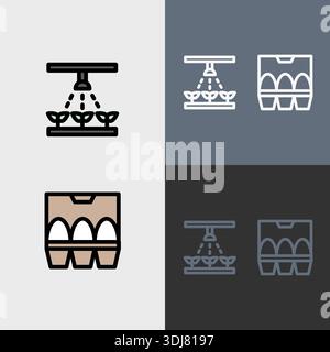 Organic Farming symbol or clipart set - filled and outlined symbols. Stock Vector