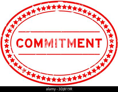 Grunge red commitment word oval rubber seal stamp on white background Stock Vector