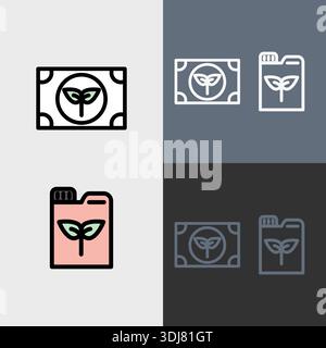Organic Farming symbol or clipart set - filled and outlined symbols. Stock Vector