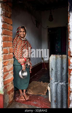 Portrait of a young woman from rural Odisha, India Stock Photo