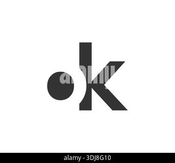 OK creative geometric initial based modern and minimal logo. Letter o k trendy fonts. Universal professional elegant techno vector design. Stock Vector