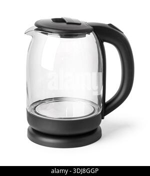 Modern transparent electric kettle, a household appliance for boiling water, isolated on white Stock Photo