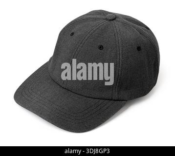 Dark gray baseball cap displaying canvas texture, isolated on a white background Stock Photo