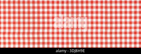 Red and white gingham fabric showing a classic checkered pattern and textile texture Stock Photo