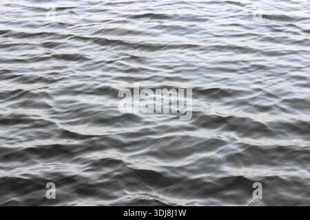 Dark calm water with gentle ripples reflecting natural light. The texture shows numerous small, soft waves rolling across the surface. Stock Photo