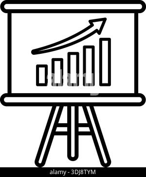 Business presentation icon showing chart board representing strategy planning analytics performance review and business analysis. Stock Vector