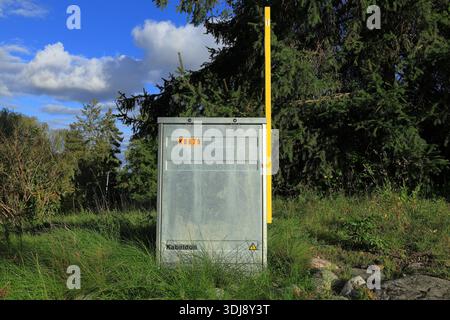 Swedish cable cabinet outside. Electricity distribution for low voltage. Stock Photo