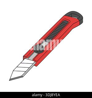 Red Utility Knife Box Cutter Tool Vector Illustration Stock Vector