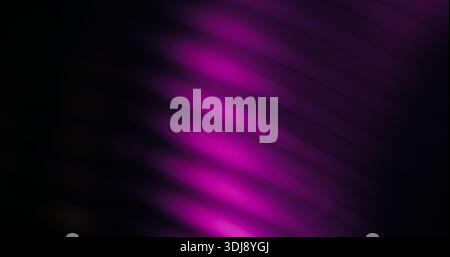 Line light blur. Flash leak texture. Purple corrugated optical effect on dark black background. Neon color abstract illumination free space. Stock Photo