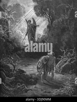 Bible Story, Illustration The Expulsion of Adam and Eve from the Garden ...