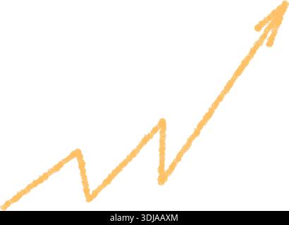 Wavy Orange Crayon Arrow Sketch Icon Stock Vector