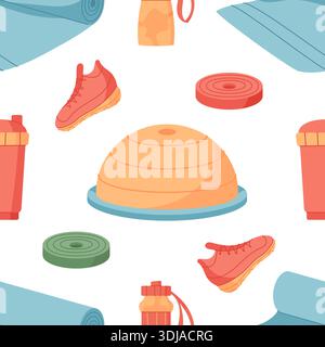 Seamless Flat Yoga Fitness Pattern Stock Vector