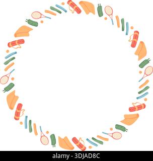 Colorful Flat Sport Circle Frame Stock Vector