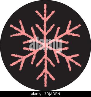 Chalk Snowflake Sticker On Round Black Label Stock Vector