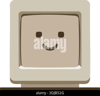 Cute square sticky note character with a simple smiling face and soft beige tone Stock Vector