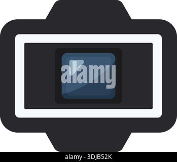 Flat illustration of a smartwatch with a dark rectangular screen and wide strap Stock Vector