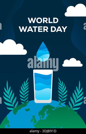 world water day poster illustration in flat design Stock Vector