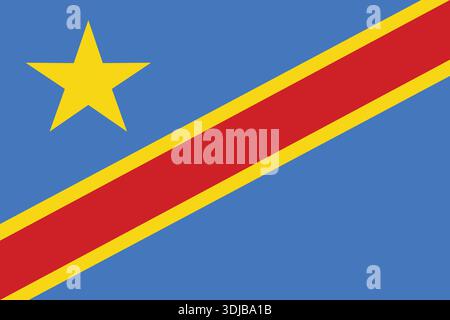 Democratic republic of the congo flag flat vector illustration. Flat vector illustration of the democratic republic of the congo flag featuring blue f Stock Vector