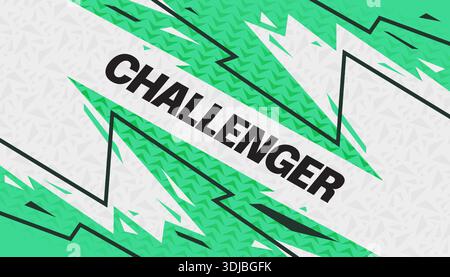 Energetic Background with Sharp Green Shapes and Black Lines. Modern Sport Banner or Poster Design Stock Vector
