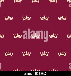 Crown Seamless Pattern With Maroon Background Design Stock Vector