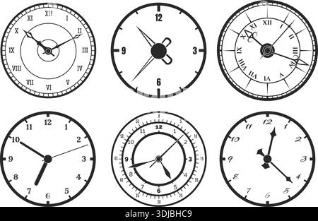 Clock faces wall clocks with numbers Stock Vector