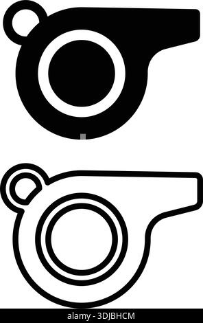 Whistle Icon Set – Referee, Coach, and Sports Signal Vector Graphics Stock Vector