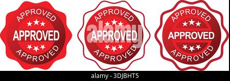 Approved stamp badge with circular seal and stars. Stock Vector