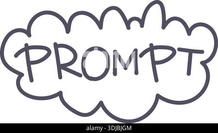 Dark grey prompt button icon element. Ai interface doodle style illustration Stock Vector