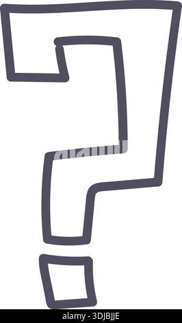 Dark grey question icon element. Ai interface doodle style illustration Stock Vector