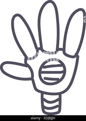 Dark grey robot hand icon element. Ai interface doodle style illustration Stock Vector