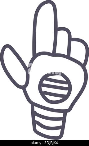 Dark grey robot hand cursor icon element. Ai interface doodle style illustration Stock Vector