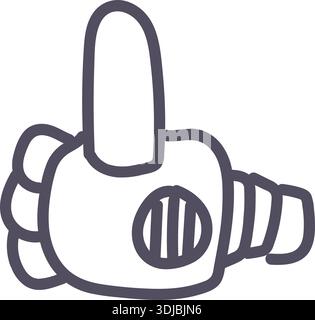 Dark grey robot hand icon element. Ai interface doodle style illustration Stock Vector